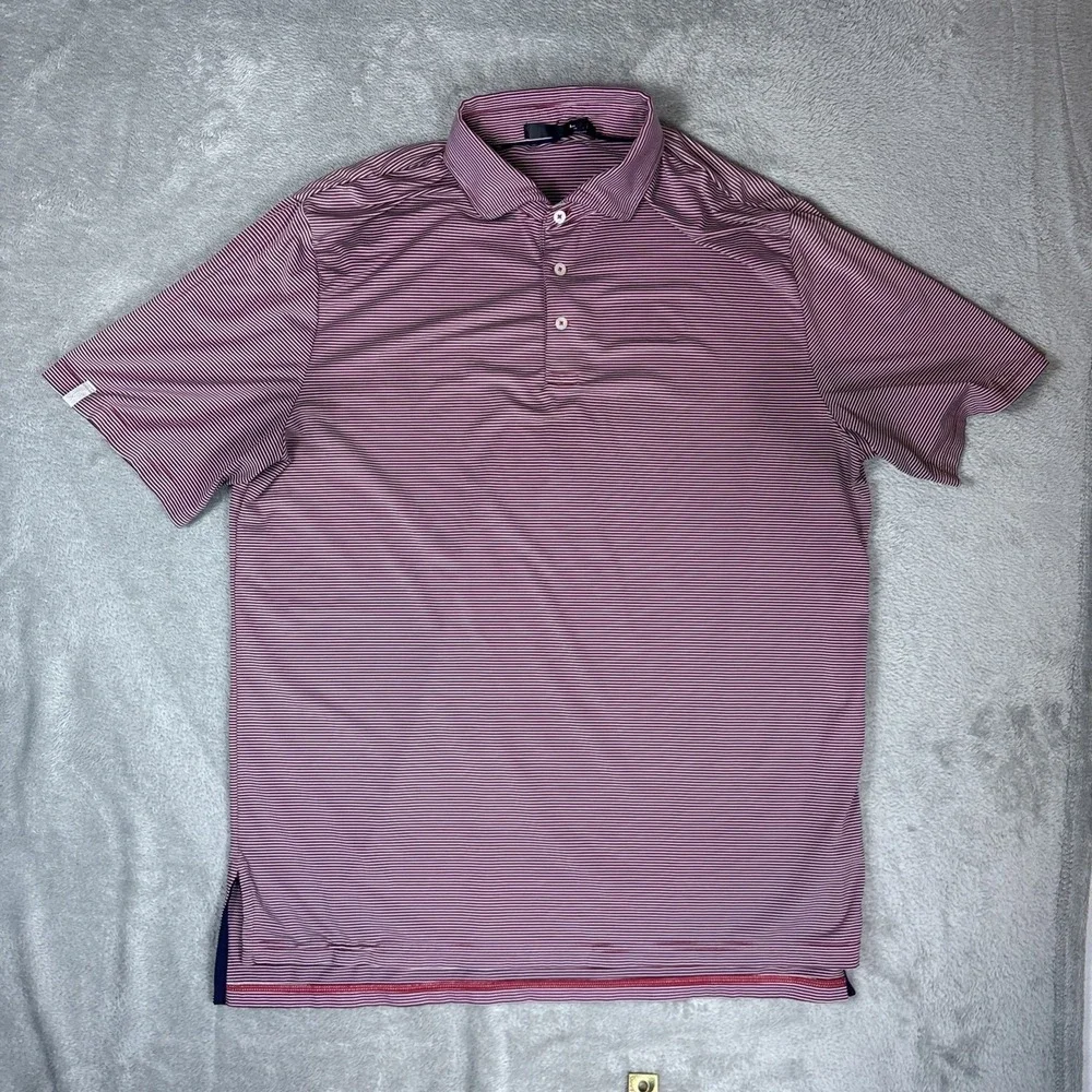 RLX Ralph Lauren Polo Shirt Mens XL Red White Blue Striped Golf Performance